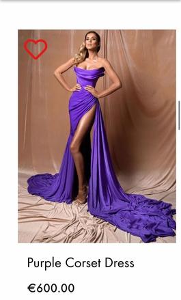 Albina Dyla Purple Size 4 Strapless Corset Prom Side slit Dress on Queenly