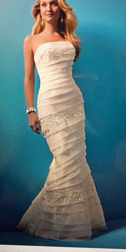 Alfred angelo White Size 10 Jewelled Floor Length Free Shipping A-line Dress on Queenly