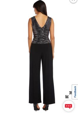 R&M Richards Black Size 6 Sequined Jersey Jumpsuit Dress on Queenly