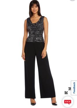 R&M Richards Black Size 6 Sequined Jersey Jumpsuit Dress on Queenly