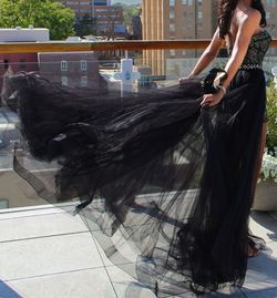Rachel Allan Black Size 2 Floor Length Strapless Prom Jumpsuit Dress on Queenly