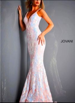 Style 3263 Jovani Light Pink Size 10 Floor Length Straight Dress on Queenly