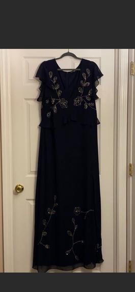 Boohoo Blue Size 18 Black Tie Floor Length Straight Dress on Queenly