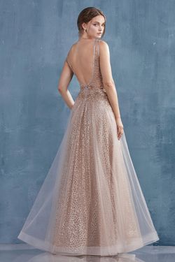 Style A0680 Andrea & Leo Couture Pink Size 8 Prom Jewelled Rose Gold Sheer A-line Dress on Queenly