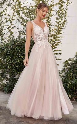 Style A1045 Andrea & Leo Couture Pink Size 8 V Neck Tall Height Lace A-line Dress on Queenly