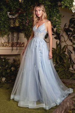 Style A1049 Andrea & Leo Couture Blue Size 6 A1049 Tall Height Floor Length A-line Dress on Queenly