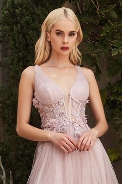 Style A1057 Andrea & Leo Couture Pink Size 6 A-line Corset Side slit Dress on Queenly