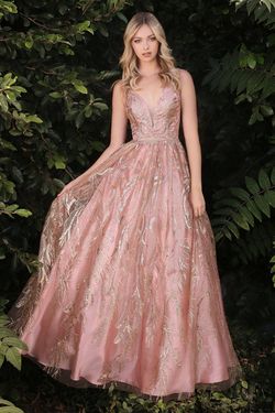 Style J812 Andrea & Leo Couture Pink Size 6 Rose Gold A-line Dress on Queenly