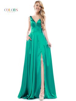 Style G904 Colors Green Size 4 Emerald Silk Tall Height Side slit Dress on Queenly
