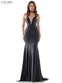 Style 2486 Colors Black Tie Size 8 Plunge Tall Height Flare Mermaid Dress on Queenly