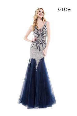 Style G697 Colors Blue Size 12 Floor Length Tulle Tall Height Mermaid Dress on Queenly