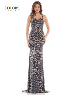 Style K122 Colors Navy Size 8 Jewelled Jersey Fitted Straight Dress on Queenly