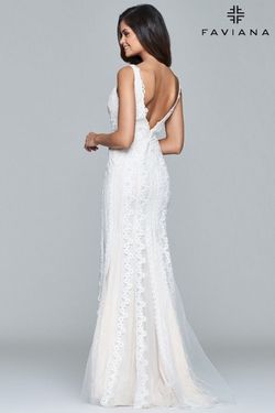 Style S8089 Faviana White Size 10 Tall Height Engagement Military V Neck Straight Dress on Queenly