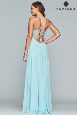 Style S10228 Faviana Blue Size 14 Tall Height $300 Side slit Dress on Queenly