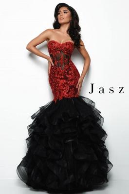 Style 7025 Jasz Couture Black  Size 4 Corset Mermaid Dress on Queenly