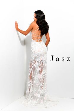 Style 7357 Jasz Couture White Size 6 Strapless Pageant Straight Dress on Queenly