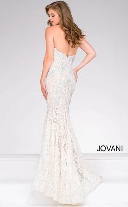 Style 37334 Jovani White Size 8 Floor Length Pageant Straight Dress on Queenly