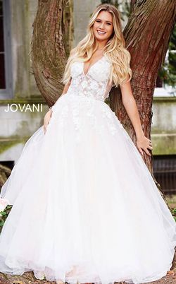 Style 55634 Jovani White Size 6 Cotillion Ball gown on Queenly