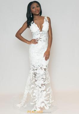 Style 60283 Jovani White Size 10 Pageant Straight Dress on Queenly