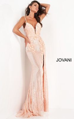 Style 1012 Jovani Pink Size 6 V Neck Side slit Dress on Queenly