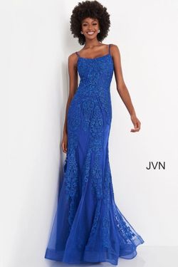 Style JVN02012 Jovani Blue Size 10 Tall Height Pageant Straight Dress on Queenly