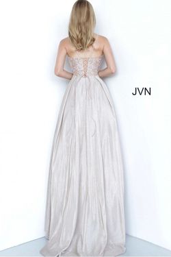 Style JVN2206 Jovani Nude Size 6 Floor Length Tall Height Shiny A-line Dress on Queenly