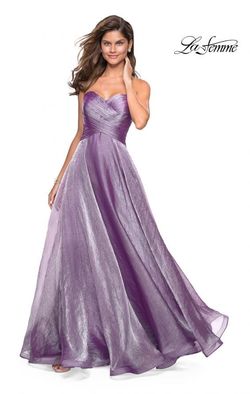 La Femme Purple Size 4 Floor Length A-line Dress on Queenly