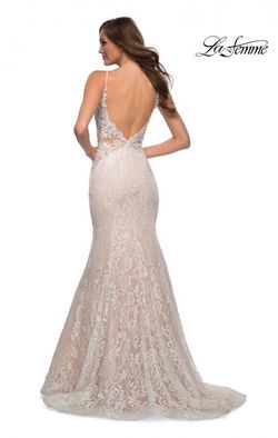 Style 28355 La Femme White Size 10 V Neck Tall Height Military Pageant Mermaid Dress on Queenly
