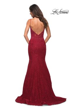Style 30320 La Femme Red Size 12 Floor Length Lace Plus Size Mermaid Dress on Queenly