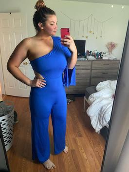 Venus Blue Size 12 Interview Jersey Jumpsuit Dress on Queenly