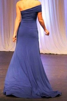 Juan Carlos Blue Size 4 Floor Length Side slit Dress on Queenly