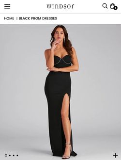 Windsor Black Size 2 Floor Length Side slit Dress on Queenly