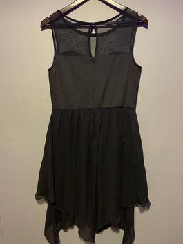 Studio One Black Size 12 Midi Homecoming $300 Sheer Cocktail Dress on Queenly