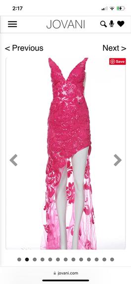 Jovani Hot Pink Size 0 Shiny Embroidery Side slit Dress on Queenly