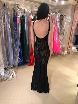 Jovani Black Tie Size 00 V Neck Floor Length A-line Dress on Queenly