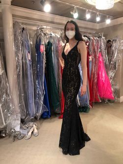 Jovani Black Tie Size 00 V Neck Floor Length A-line Dress on Queenly