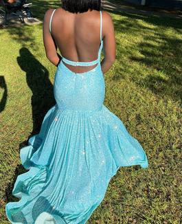 Sherri Hill Multicolor Size 10 Spaghetti Strap Prom Jewelled Cut Out Train Dress on Queenly