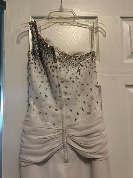 Tiffany Designs White Size 0 $300 Summer One Shoulder Side slit Dress on Queenly