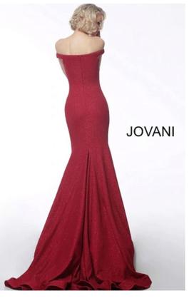 Jovani Red Size 20 Train Military Mermaid Dress on Queenly