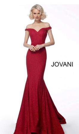 Jovani Red Size 20 Train Military Mermaid Dress on Queenly