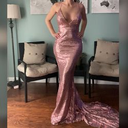 Portia and Scarlett Pink Size 12 50 Off Backless Prom Mermaid Dress on Queenly