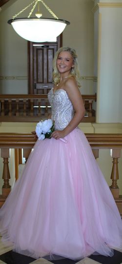 House of Wu- Fiesta Gowns Pink Size 4 Sweetheart Floor Length Prom Beaded Top Corset Ball gown on Queenly