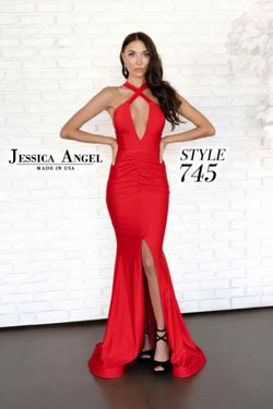 Style 745 Jessica Angel Red Size 0 Tall Height $300 Side slit Dress on Queenly