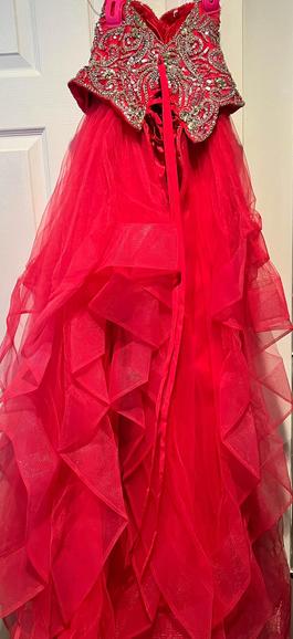 Camille La Vie Hot Pink Size 4 50 Off Strapless Sweetheart Embroidery Ball gown on Queenly