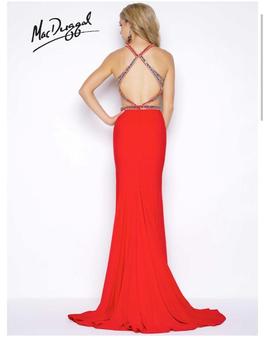 Mac Duggal Red Size 10 Cut Out Beaded Top Side slit Dress on Queenly