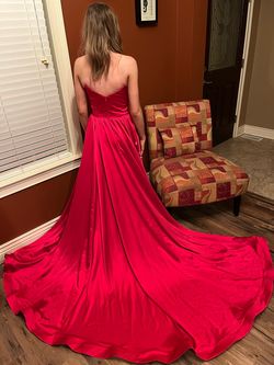 Jovani Red Size 0 Overskirt Prom Showstopper Mini Train Dress on Queenly
