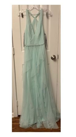 White by Vera Wang (David's Bridal) Blue Size 4 Tulle 50 Off Lace A-line Dress on Queenly