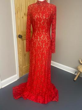 Jovani Red Size 8 Floor Length Shiny Straight Dress on Queenly