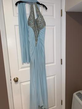 Tony Bowls Blue Size 14 Sequin Ball Gown Prom Straight Dress on Queenly