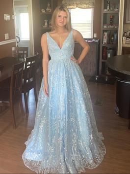 Sherri Hill Blue Size 4 Sweet 16 Showstopper Prom Jewelled A-line Dress on Queenly